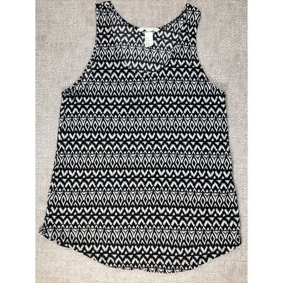 Tank Top Sz Small Scoop Neck Black White Geometric Rocker Indie Festival… - Picture 1 of 5
